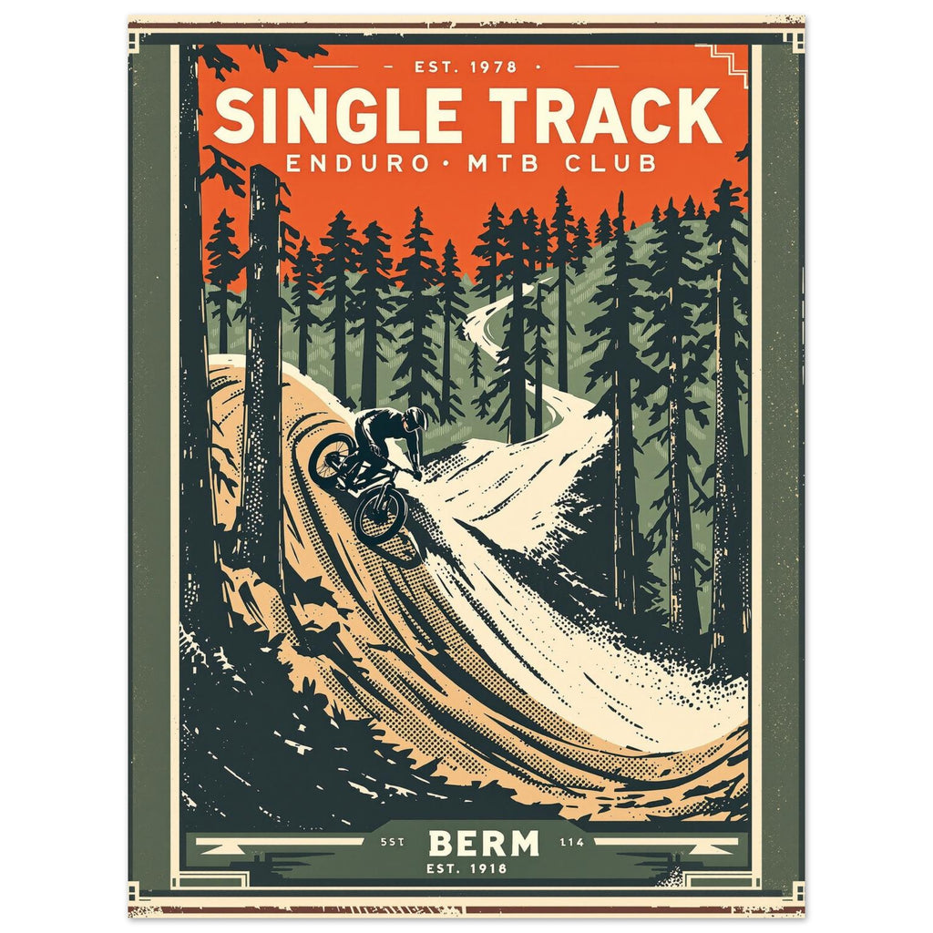 Single Track Vintage Travel Poster Art Print — detail view | Wild Thread Co
