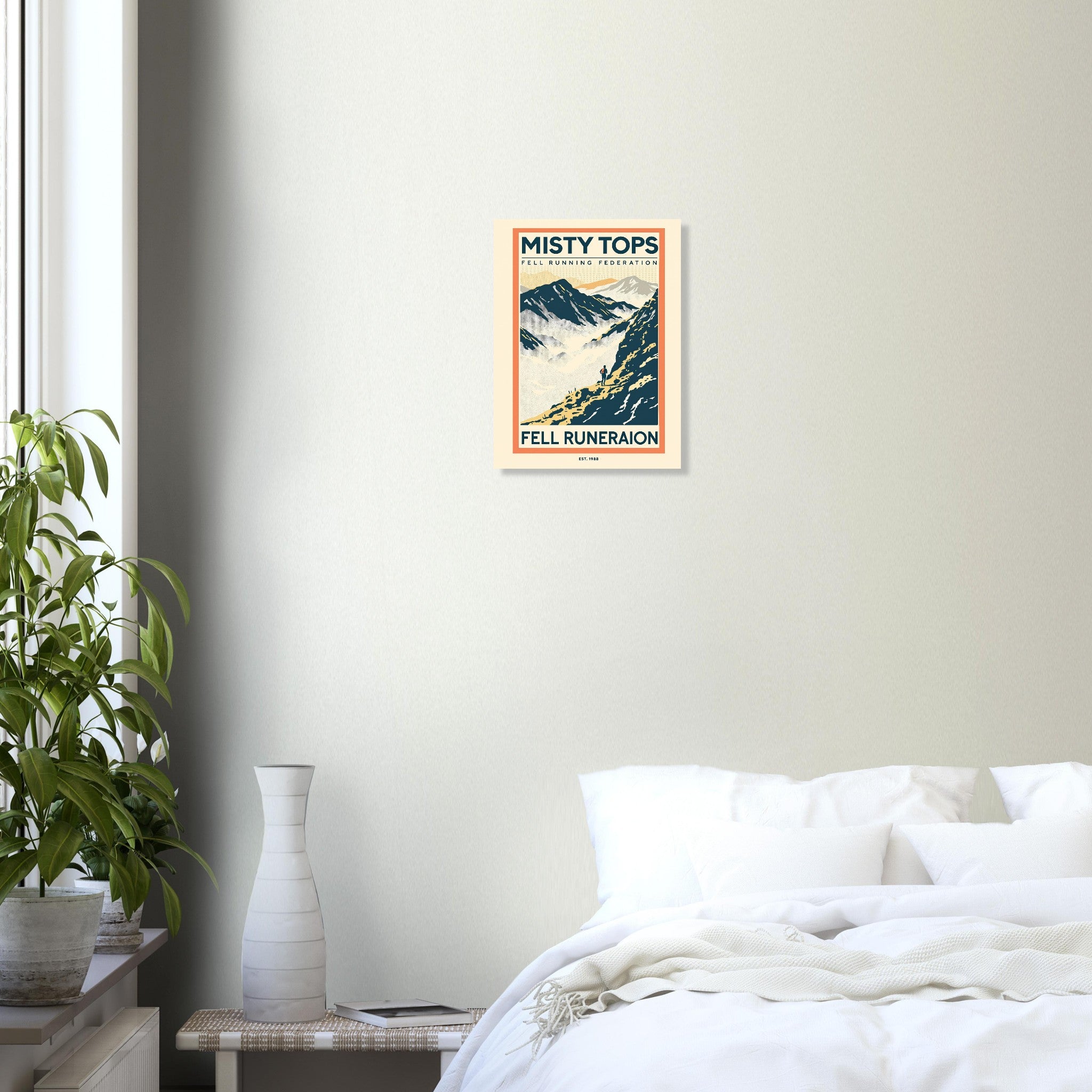 Misty Tops Vintage Travel Poster Art Print — detail view | Wild Thread Co