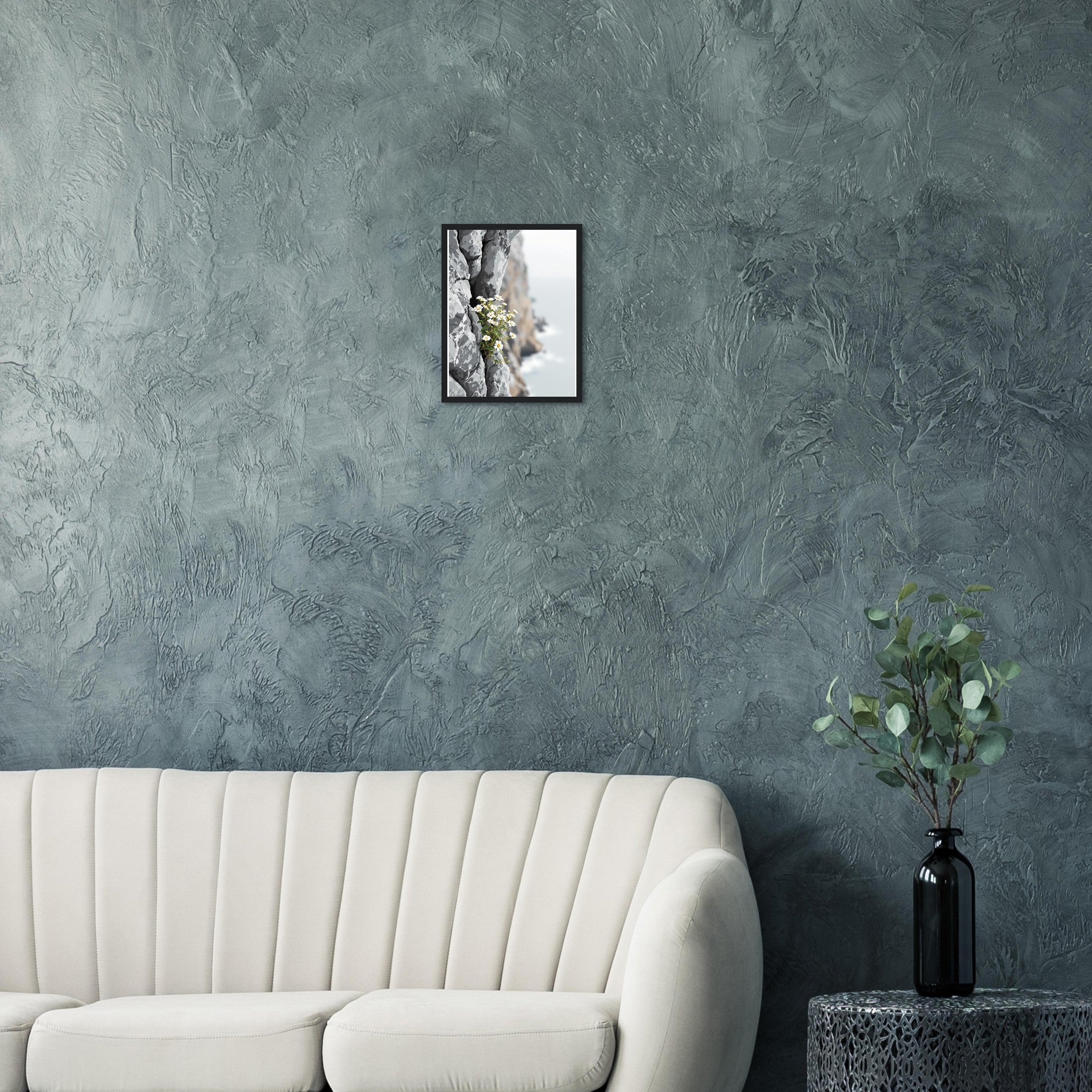 Sea Campion Cliff Crack Granite Framed Art Print — detail view | Wild Thread Co