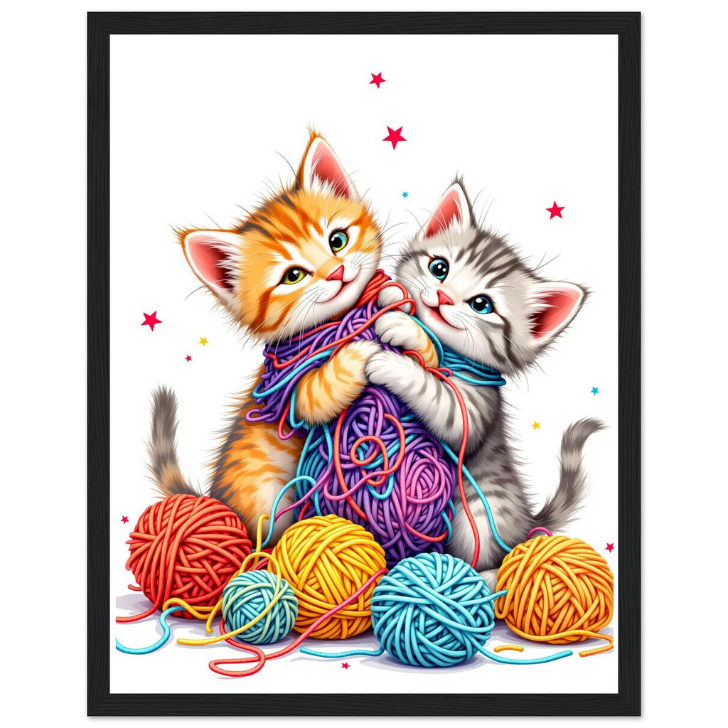 Cats Playing Yarn Art Framed Print Wall Art Ready to Hang UK — Framed Art Print | Wild Thread Co UK