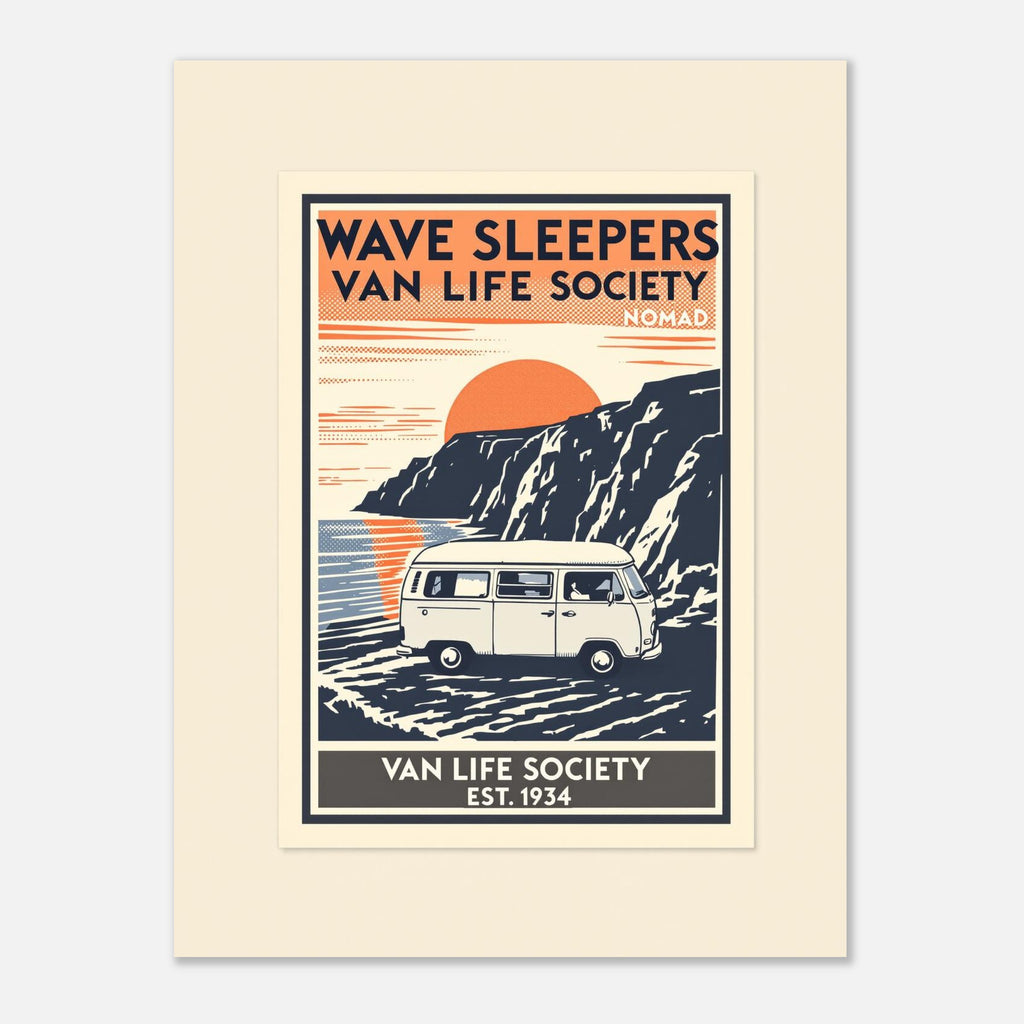 Wave Sleepers Vintage Travel Poster Art Print — detail view | Wild Thread Co