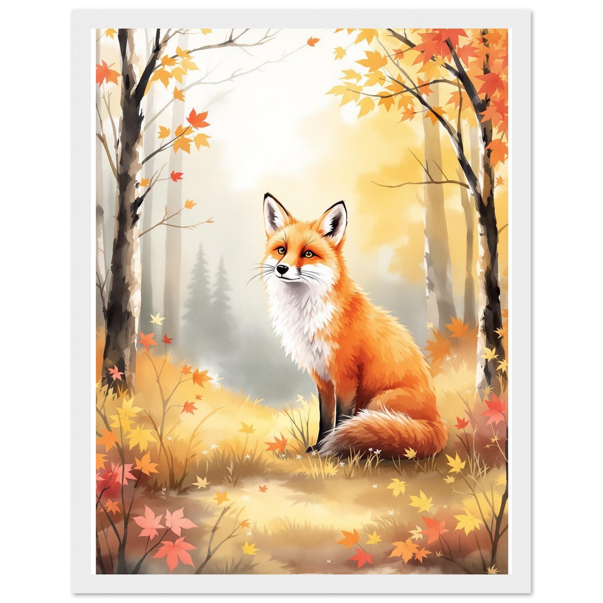 Fox Watercolour Framed Framed Art Print — detail view | Wild Thread Co