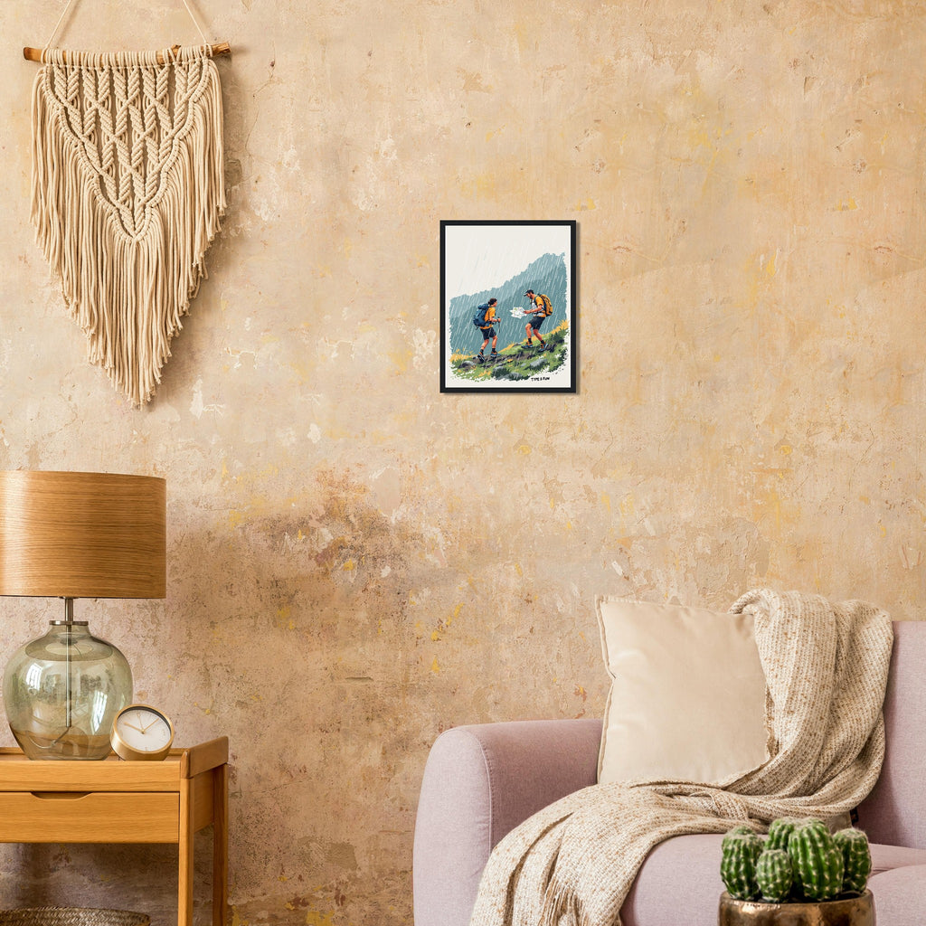 Mountain Marathon Rain Map Check Framed Art Print — detail view | Wild Thread Co