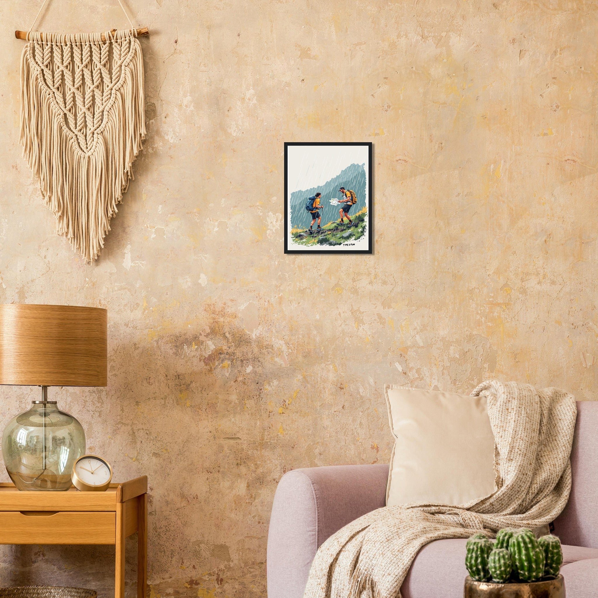Mountain Marathon Rain Map Check Framed Art Print — detail view | Wild Thread Co