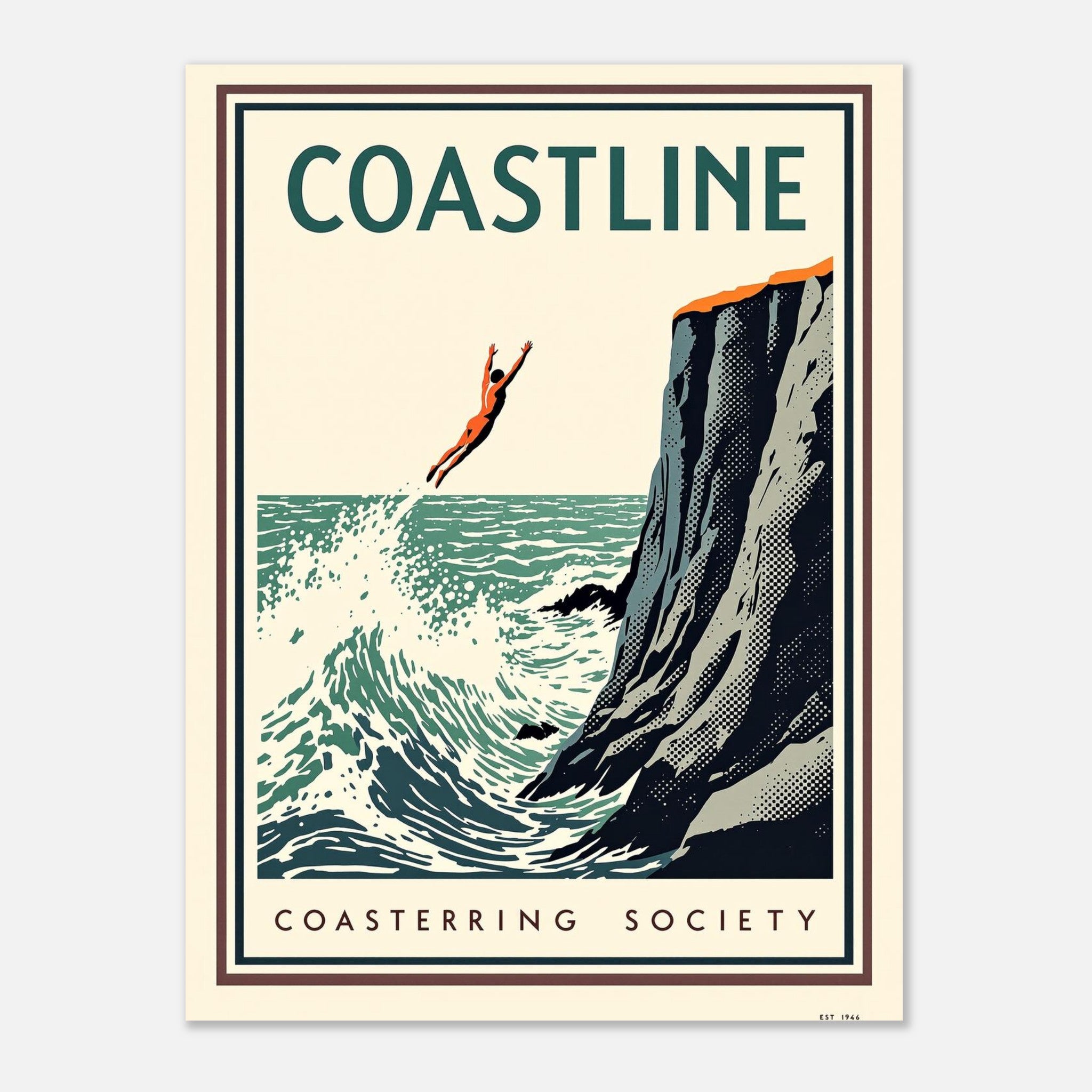 Coastline Vintage Travel Poster — Art Print | Wild Thread Co