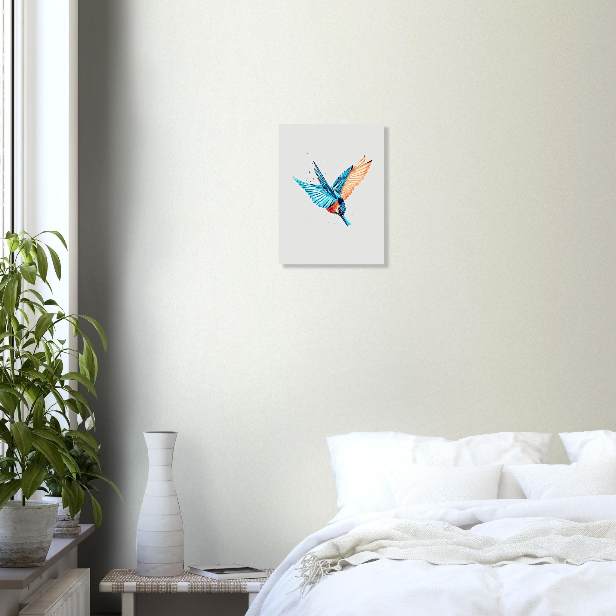 Kingfisher Electric Dive British Wildlife Art A1 UK Art Print Art Print — detail view | Wild Thread Co