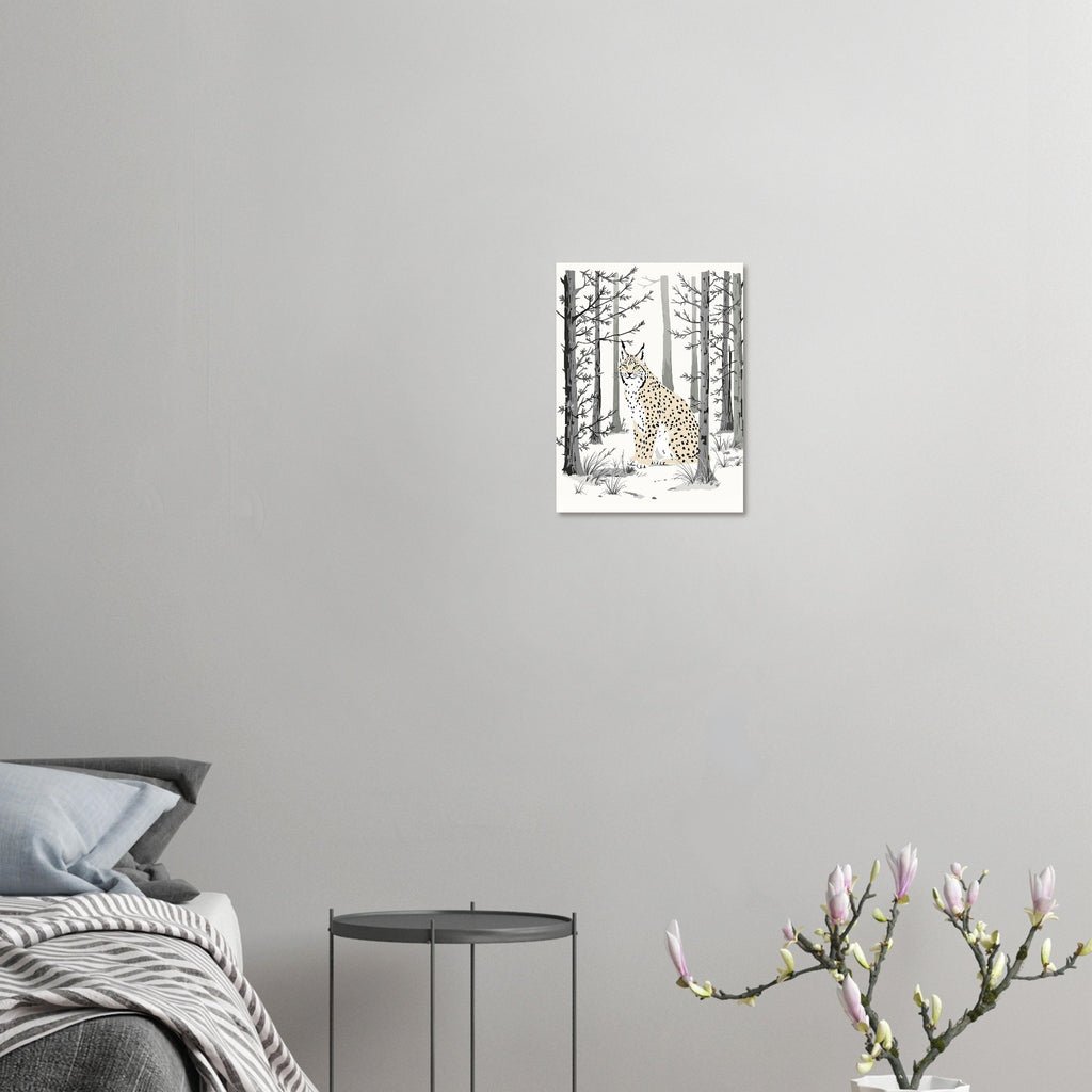 Lynx Scottish Pine Forest Ghost Art Wall Art UK Art Print Art Print — detail view | Wild Thread Co