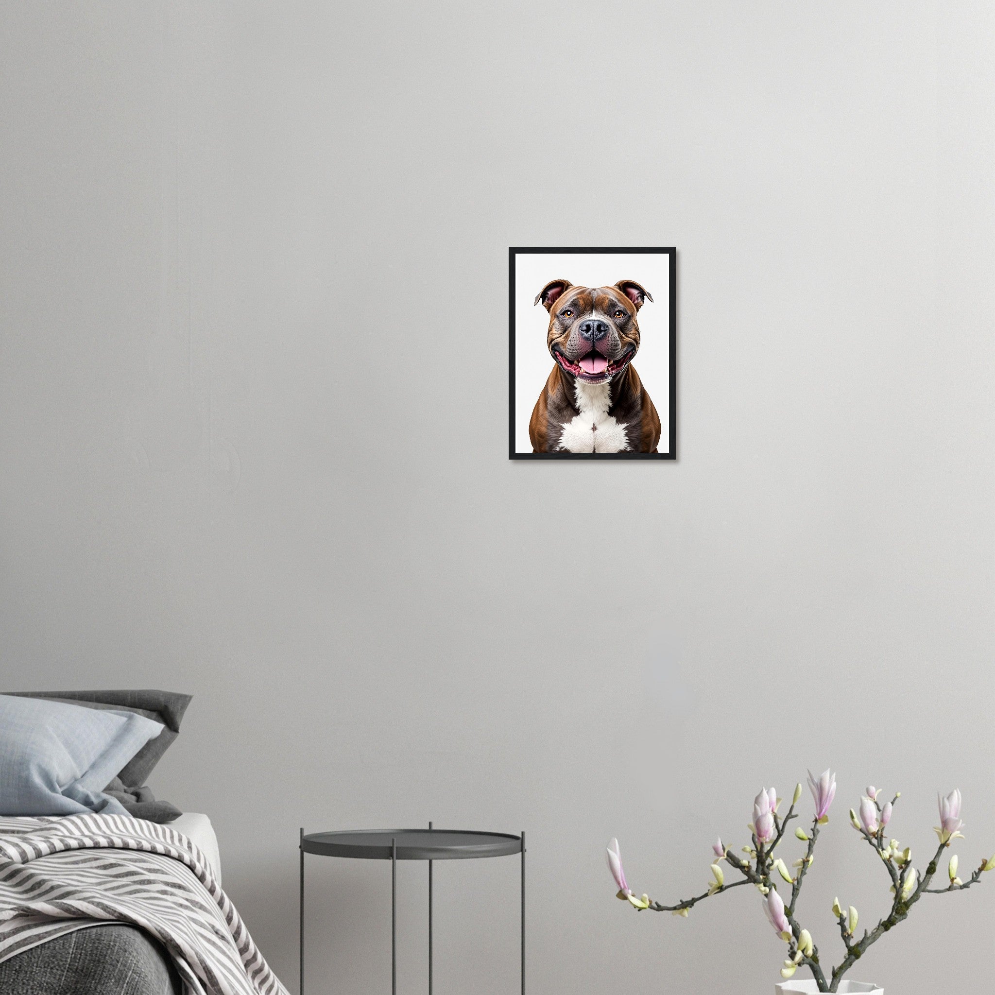 Staffie Smile Framed Framed Art Print — detail view | Wild Thread Co