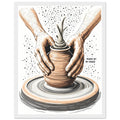 Potter Wheel Clay Hands Framed Print Wall Art Ready to Hang UK Framed Art Print — detail view | Wild Thread Co