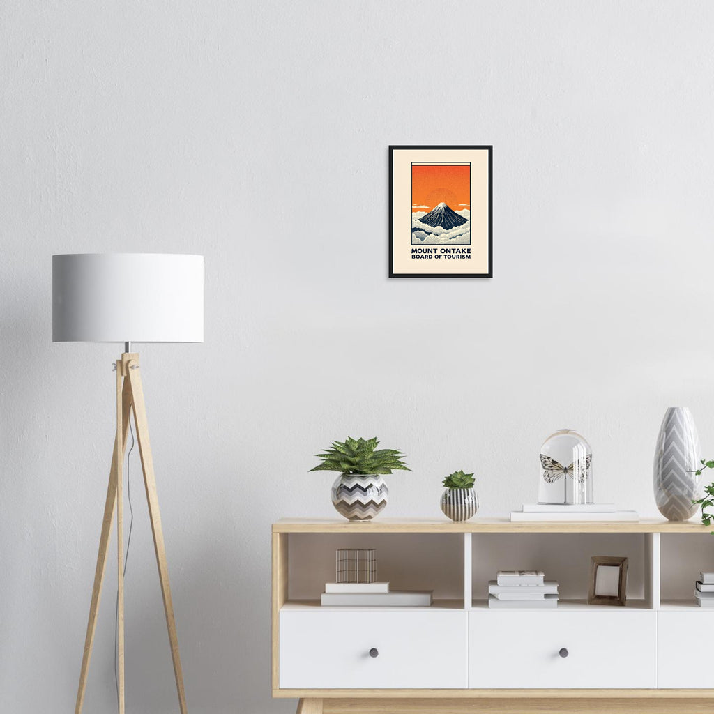 Mount Ontake Vintage Travel Poster Framed Art Print — detail view | Wild Thread Co