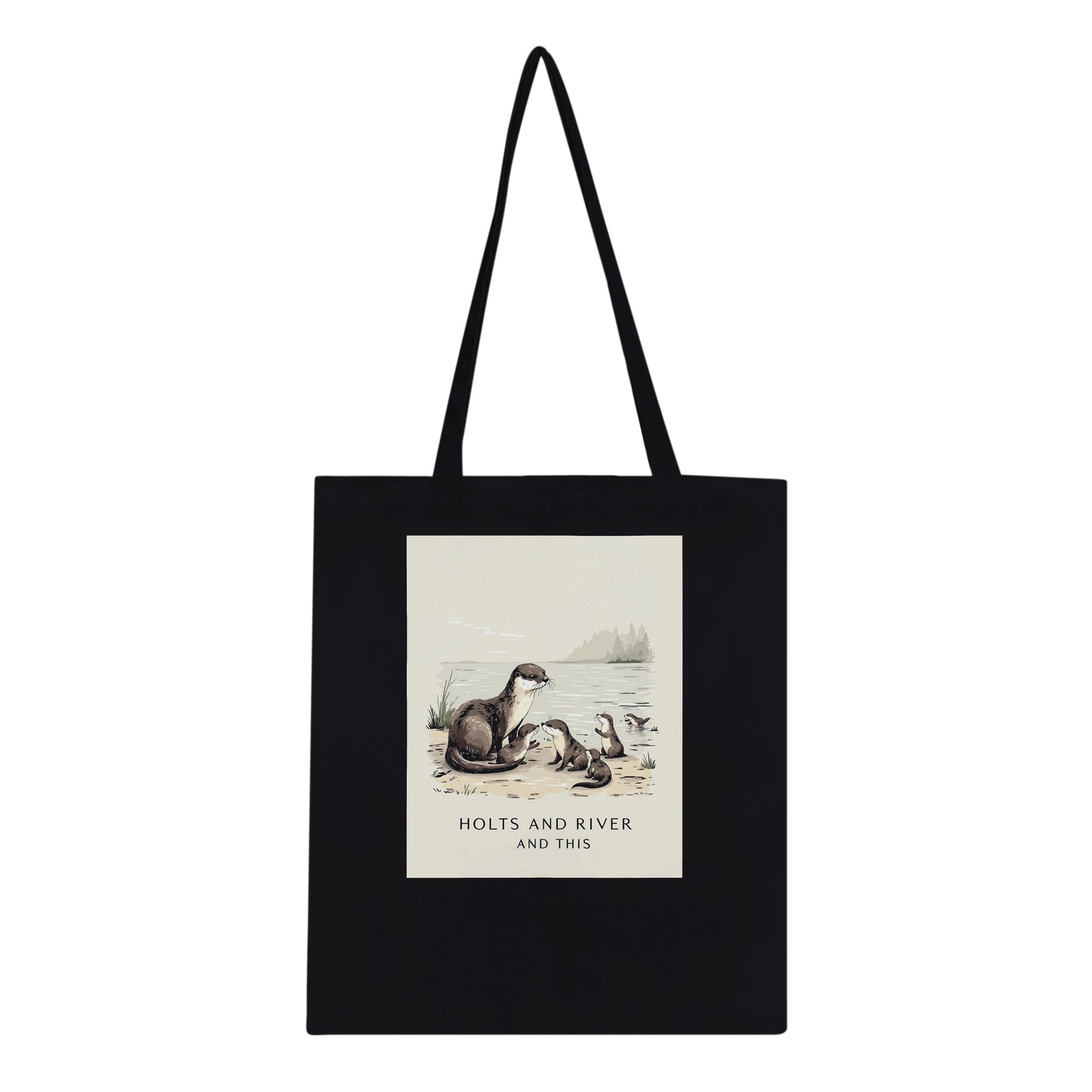 Otter Family Riverbank Pups Tote Bag Cotton Shopper UK — Tote Bag | Wild Thread Co