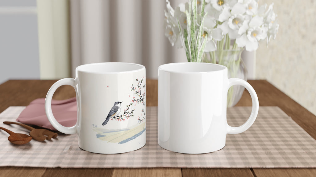 Cuckoo Spring Hawthorn Blossom Mug — detail view | Wild Thread Co