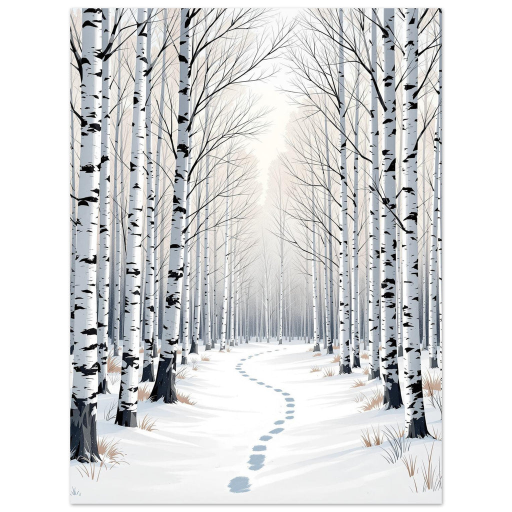 Silver Birch Winter Light Woodland A1 Art Print Poster Wall Art UK UK Gift Art Print — detail view | Wild Thread Co