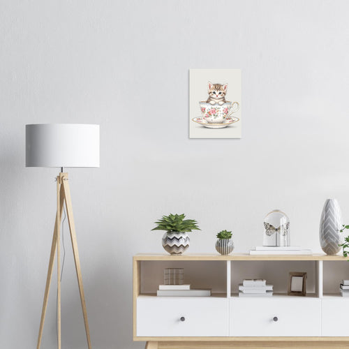 Cat And Teacup Art Print Poster Wall Art UK — Art Print | Wild Thread Co