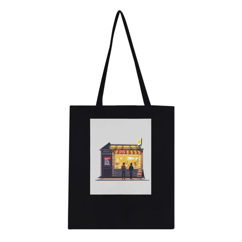 Chip Shop Night Neon Tote Bag Cotton Shopper UK Tote Bag — detail view | Wild Thread Co