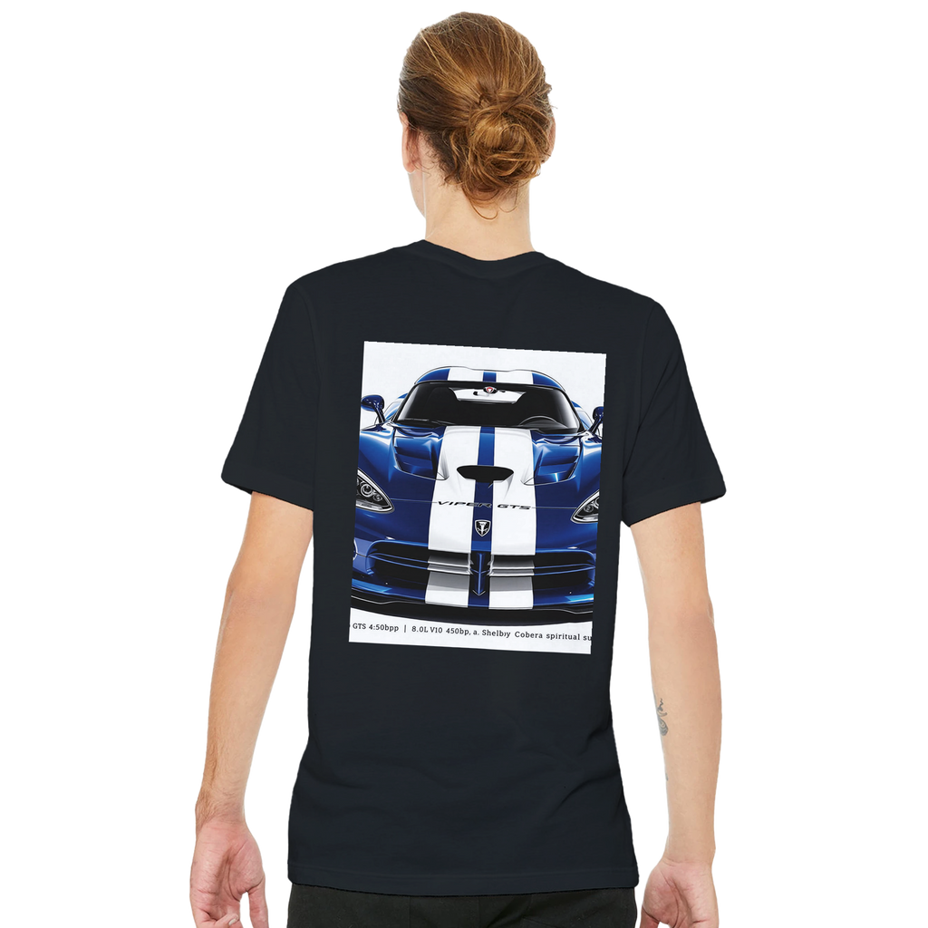 Dodge Viper Gts Blue White Stripes T-Shirt — detail view | Wild Thread Co