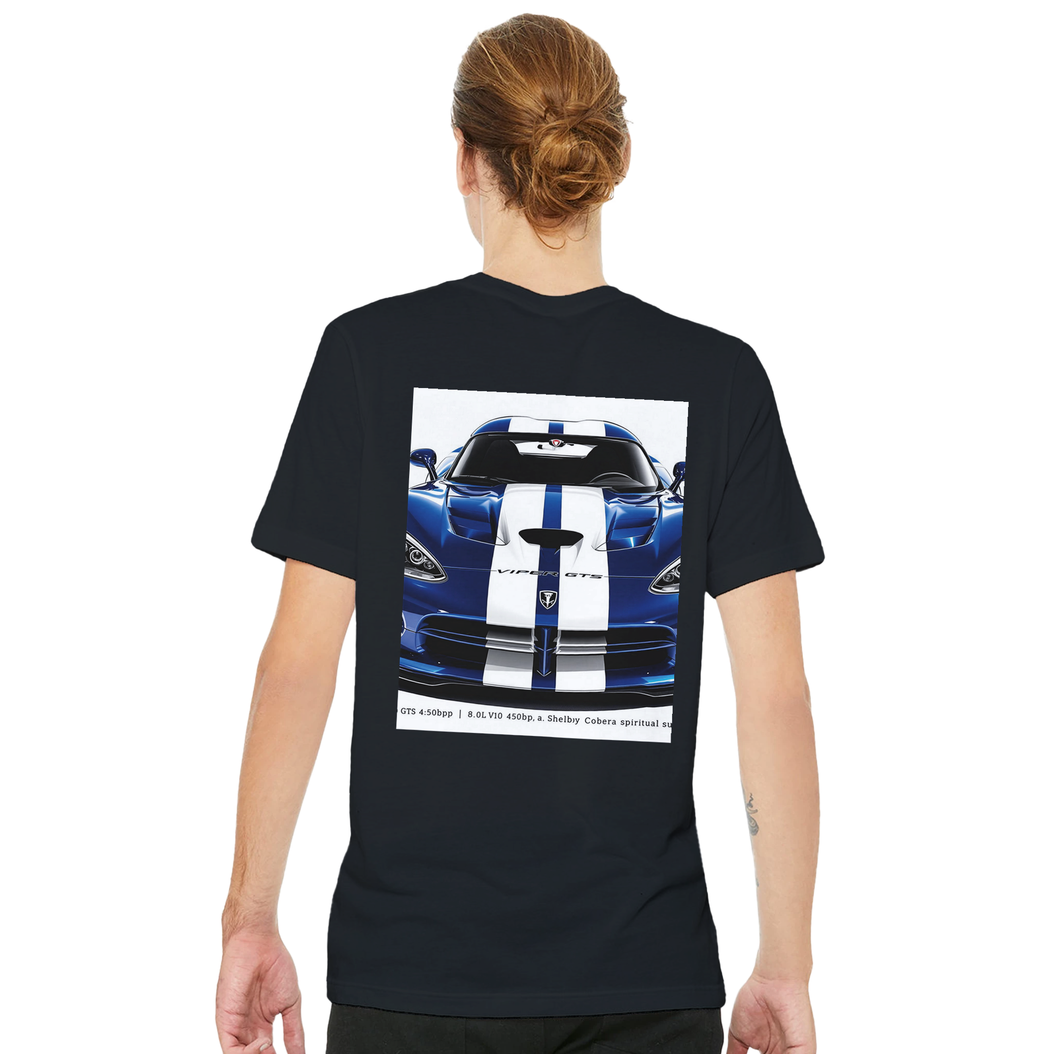 Dodge Viper Gts Blue White Stripes T-Shirt — detail view | Wild Thread Co
