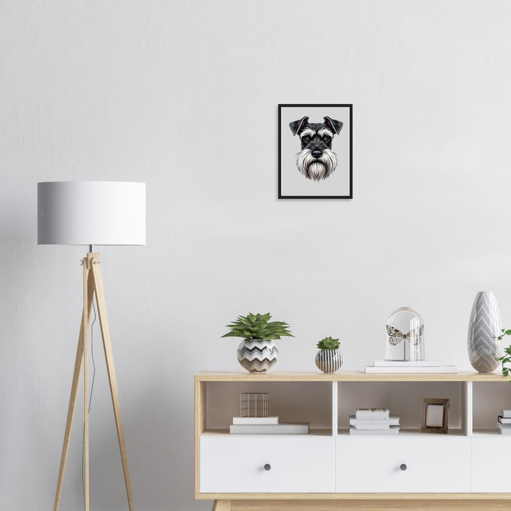 Miniature Schnauzer Art Framed Print Wall Art Ready to Hang UK Framed Art Print — detail view | Wild Thread Co