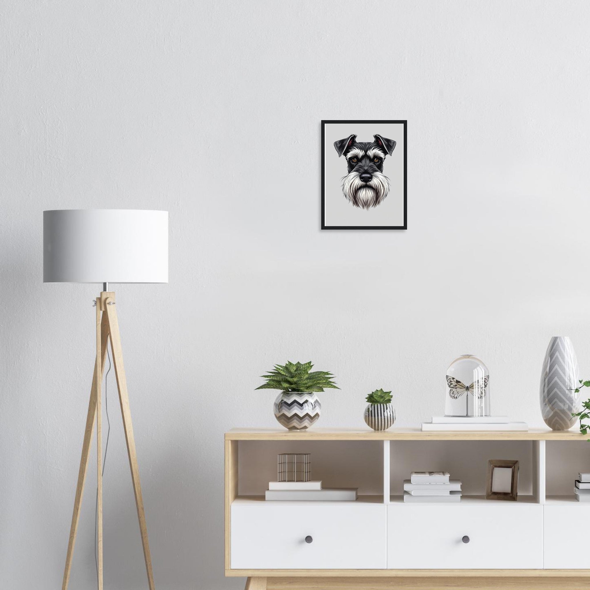 Miniature Schnauzer Art Framed Print Wall Art Ready to Hang UK Framed Art Print — detail view | Wild Thread Co