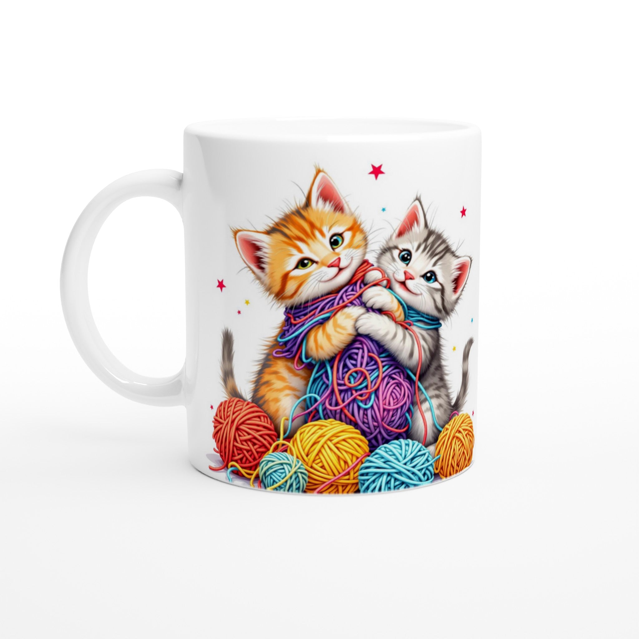 Cats Playing Yarn Mug Coffee Tea Ceramic 11oz — Mug | Wild Thread Co