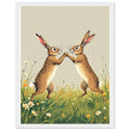 Hare Boxing Framed Print Wall Art Ready to Hang UK Framed Art Print — detail view | Wild Thread Co