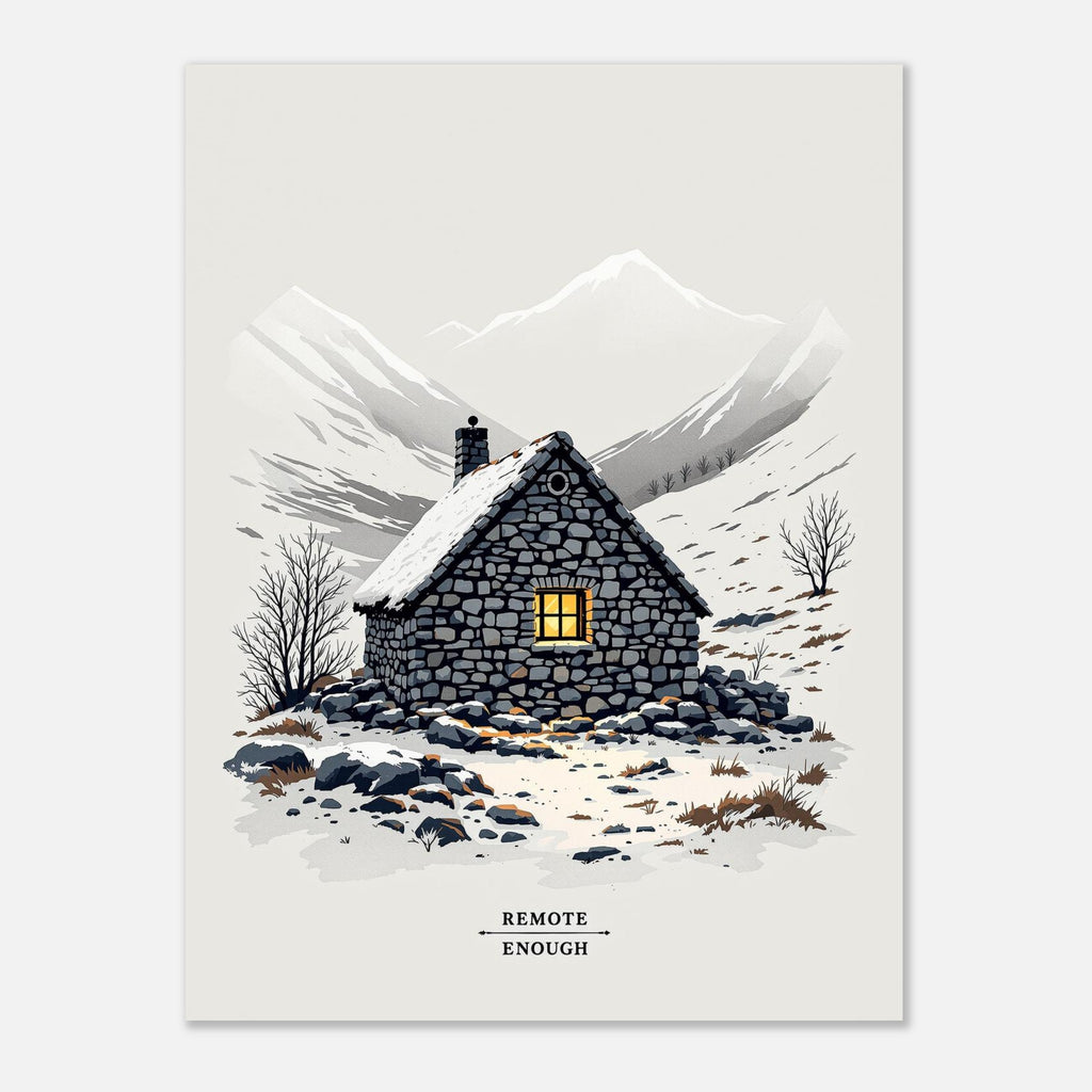 Mountain Bothy Art Wall Art UK Art Print Art Print — detail view | Wild Thread Co
