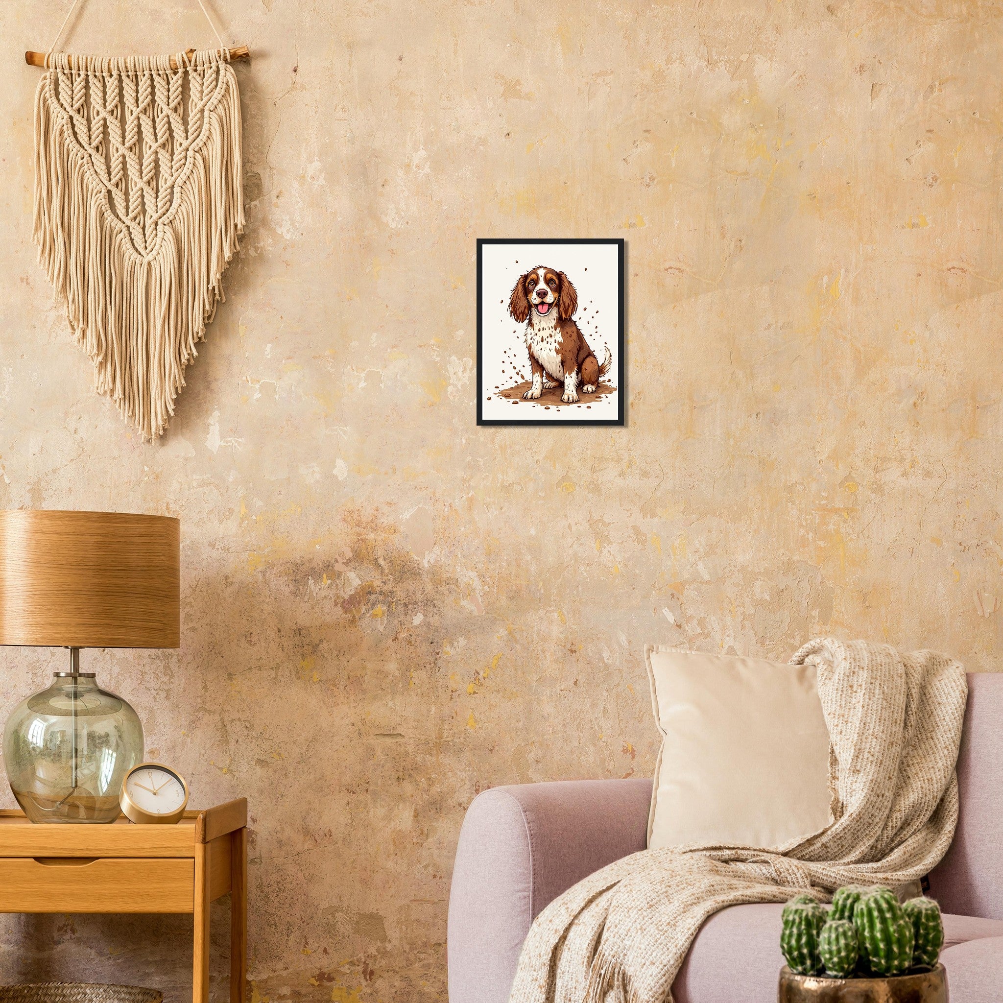 Springer Spaniel Mud Framed Art Print — detail view | Wild Thread Co