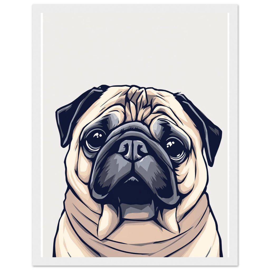 Pug Life Art Framed Print Wall Art Ready to Hang UK Framed Art Print — detail view | Wild Thread Co