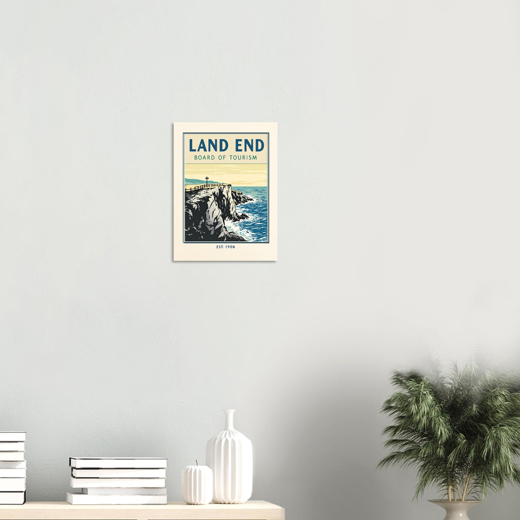 Land End Vintage Travel Poster Art Print — detail view | Wild Thread Co