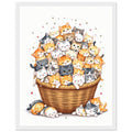 Kitten Basket Art Framed Print Wall Art Ready to Hang UK Framed Art Print — detail view | Wild Thread Co