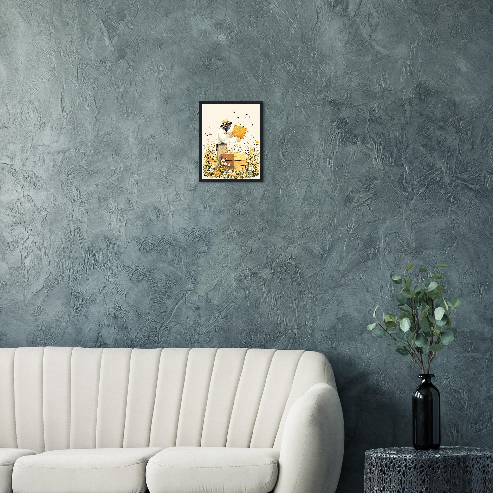 Beekeeper Meadow Hive Framed Art Print — detail view | Wild Thread Co