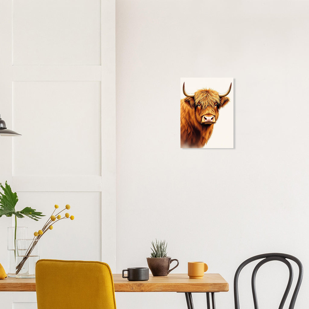 Highland Cattle Portrait Art Wall Art UK Art Print Poster Wall Art UK UK Gift Art Print — detail view | Wild Thread Co