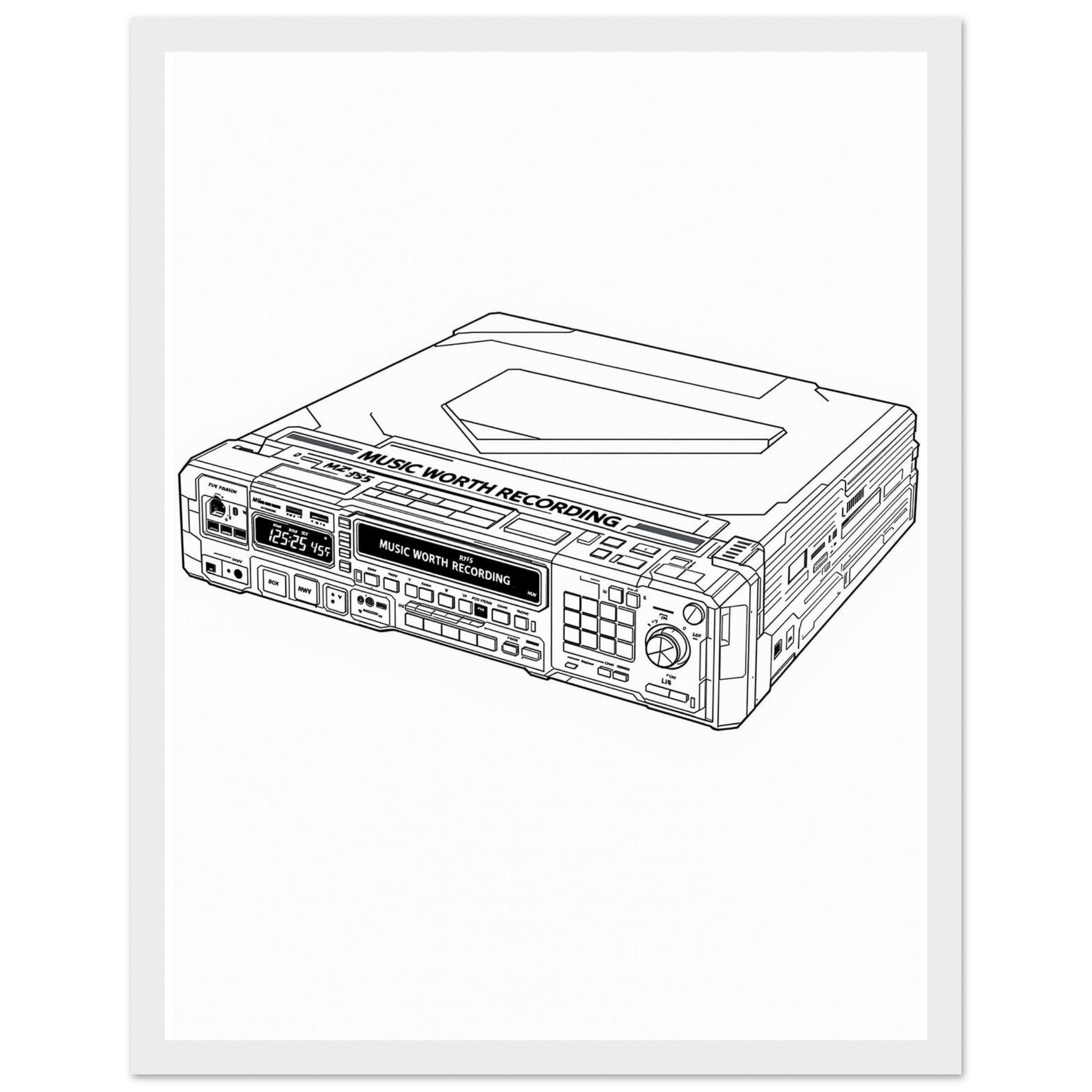 Y2k Minidisc Music Obsessive Framed Print Wall Art Ready to Hang UK Framed Art Print — detail view | Wild Thread Co