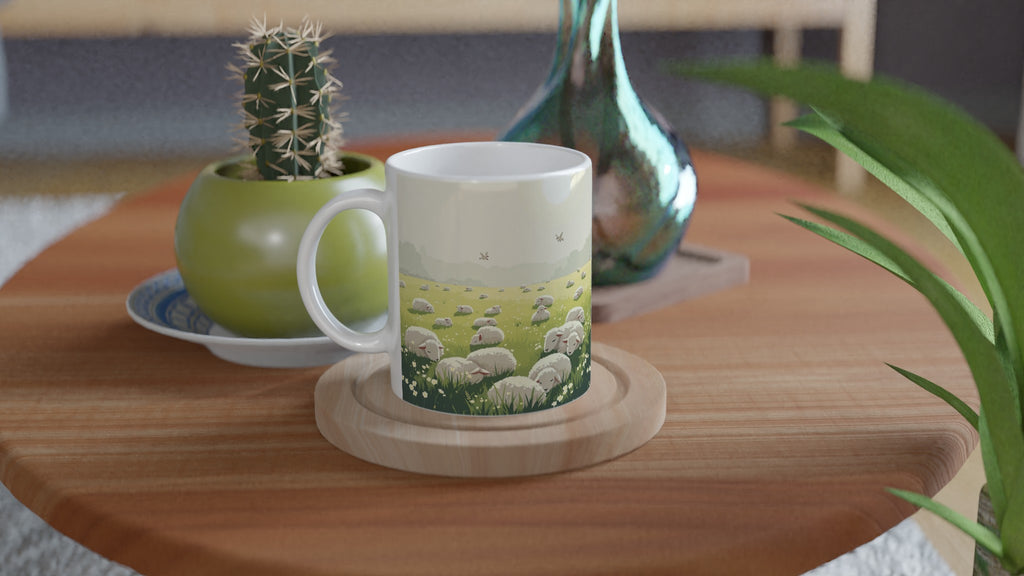 Spring Lambs Field Morning Mug — detail view | Wild Thread Co