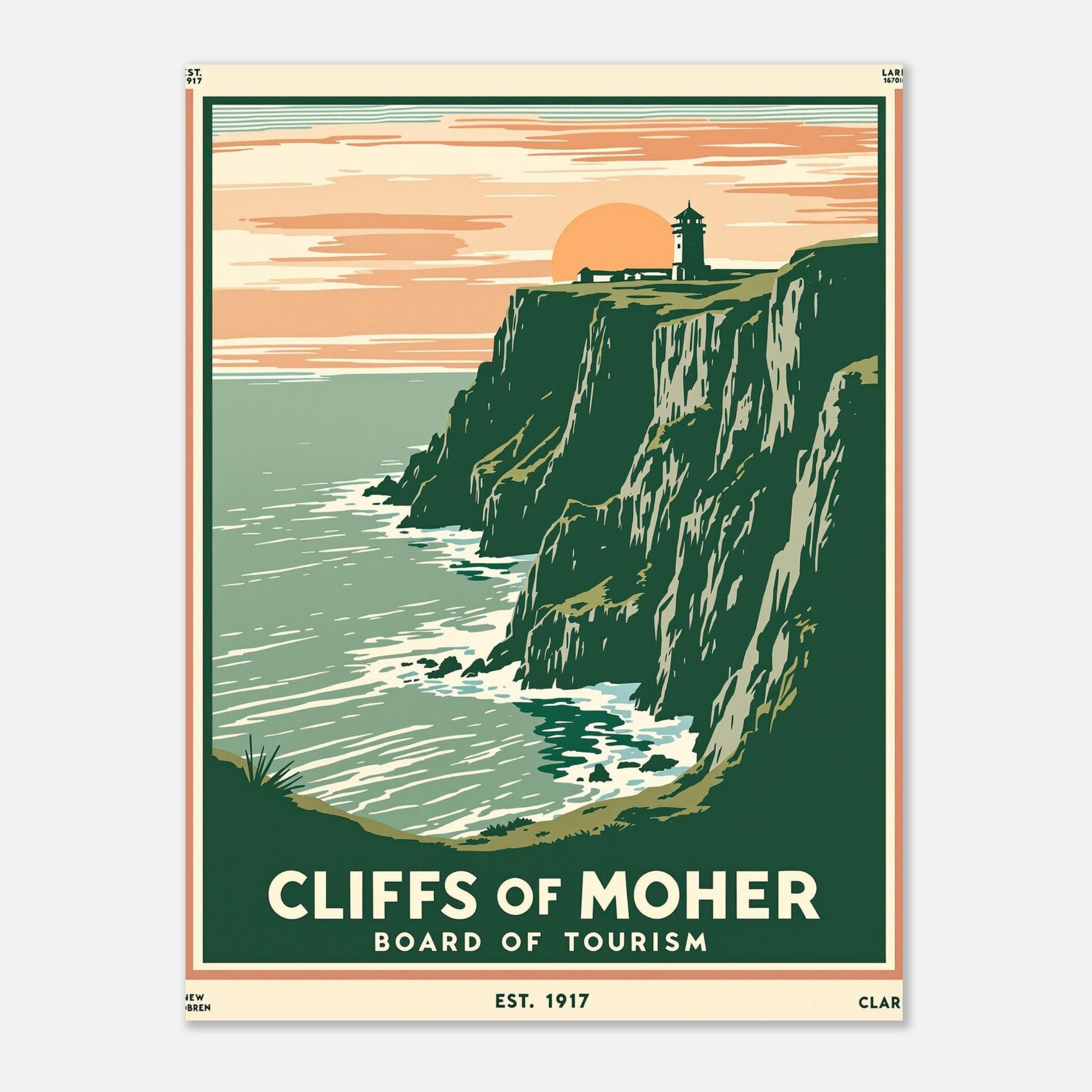 Cliffs Of Moher Vintage Travel Poster Art Print — detail view | Wild Thread Co