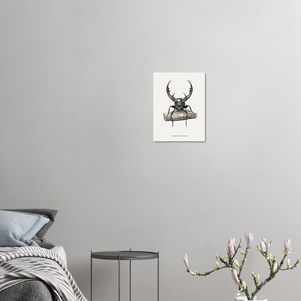 Stag Beetle Oak Log British Insect Art A1 UK Art Print Art Print — detail view | Wild Thread Co