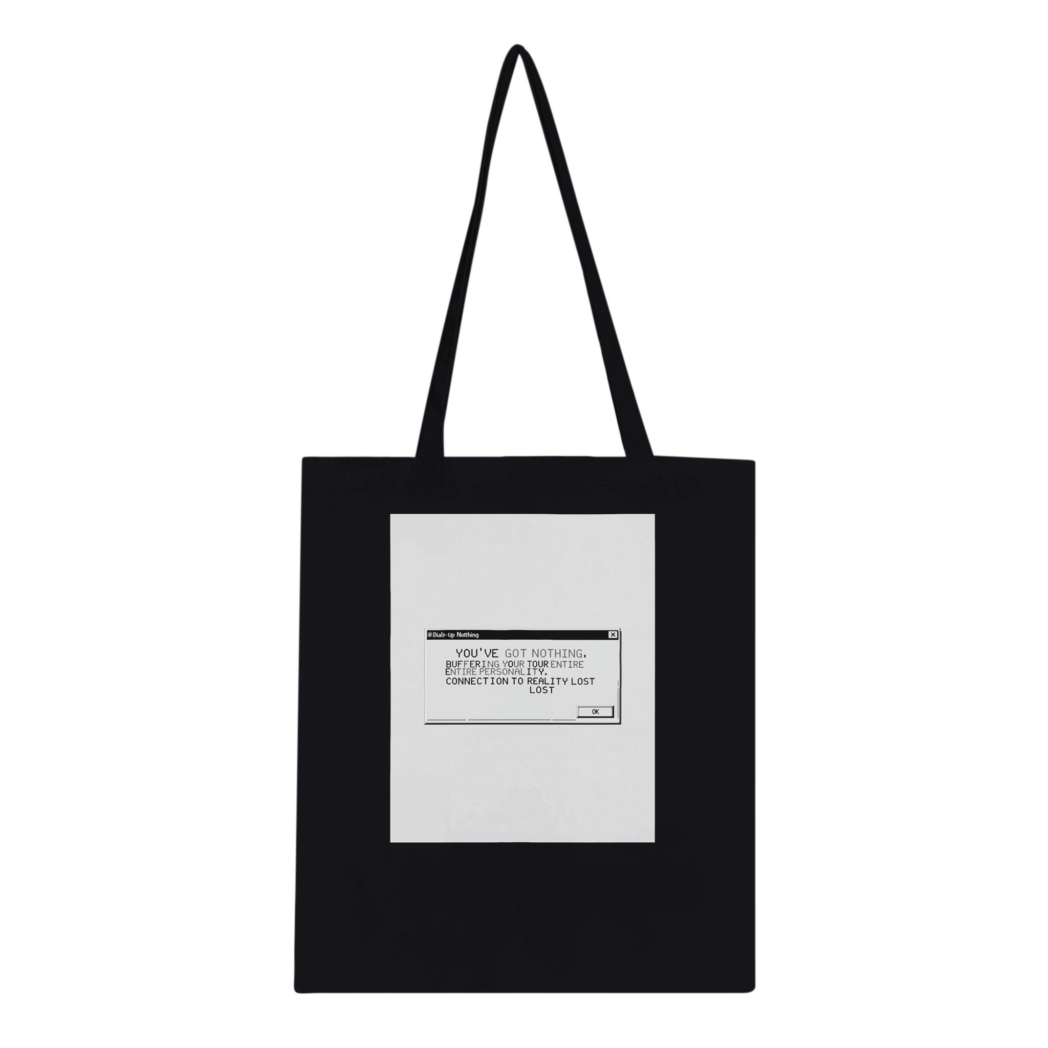 Y2k Dial Up Internet Rage Tote Bag Cotton Shopper UK Tote Bag — detail view | Wild Thread Co