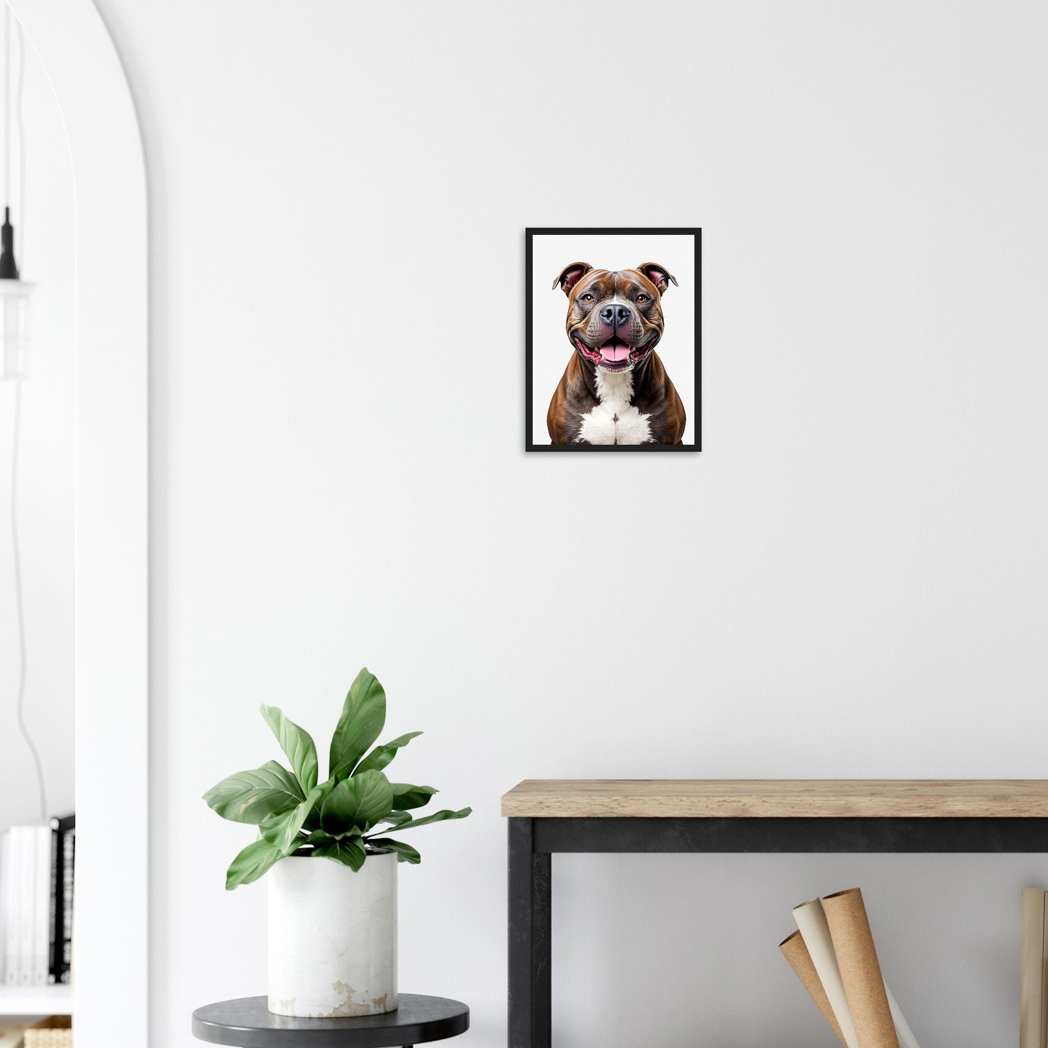 Staffie Smile Framed Art Print — detail view | Wild Thread Co