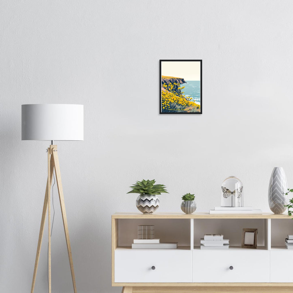 Gorse Coastal Moor Yellow Framed Art Print — detail view | Wild Thread Co