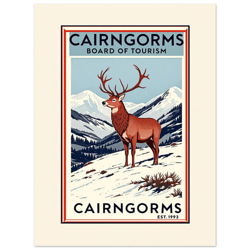 Cairngorms Vintage Travel Art Wall Art UK Art Print Poster Wall Art UK UK Gift Art Print — detail view | Wild Thread Co