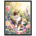 Calico Cat Garden Art Wall Art Ready to Hang UK Framed Print H — Framed Art Print | Wild Thread Co UK