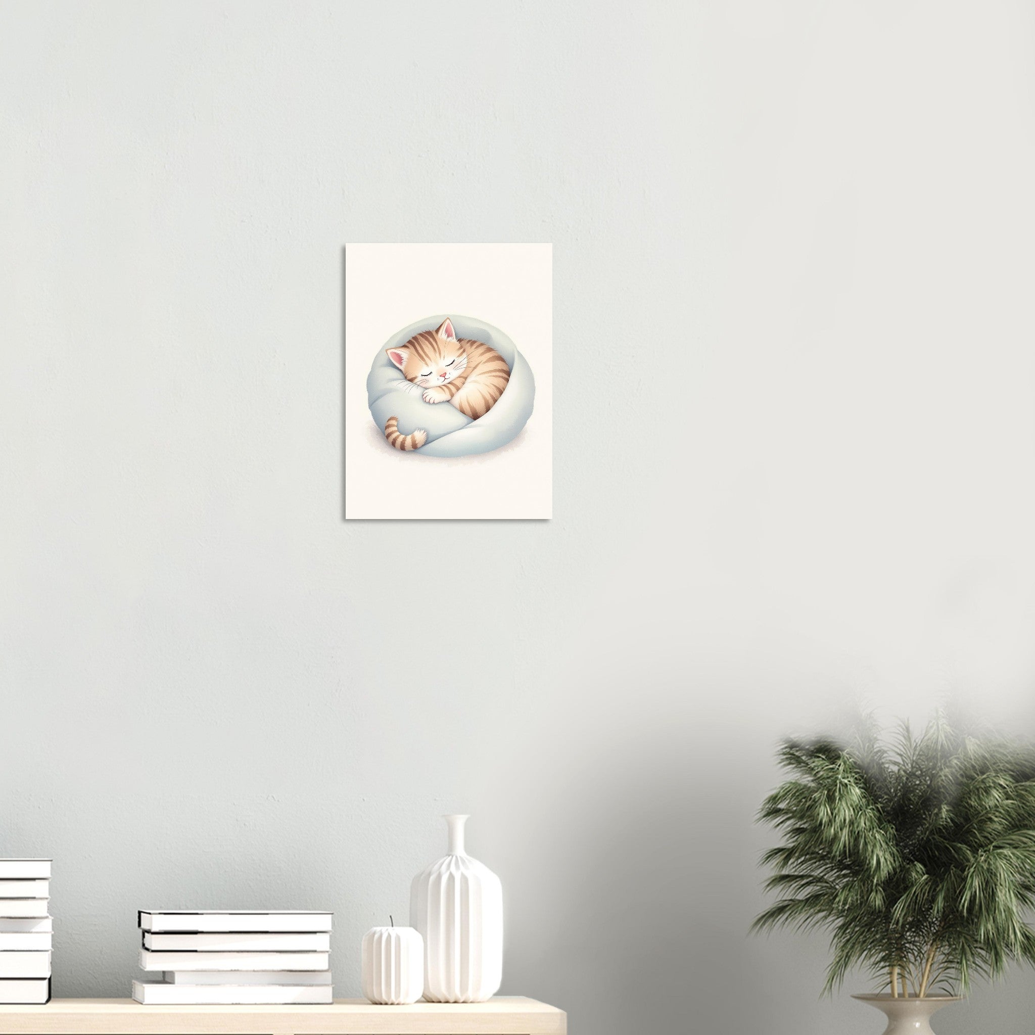 Sleeping Kitten Art Wall Art UK Art Art Print Art Print — detail view | Wild Thread Co