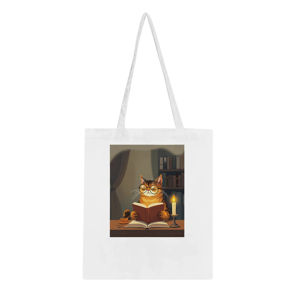 Cat Reading Book Cotton Shopper UK — Tote Bag | Wild Thread Co UK