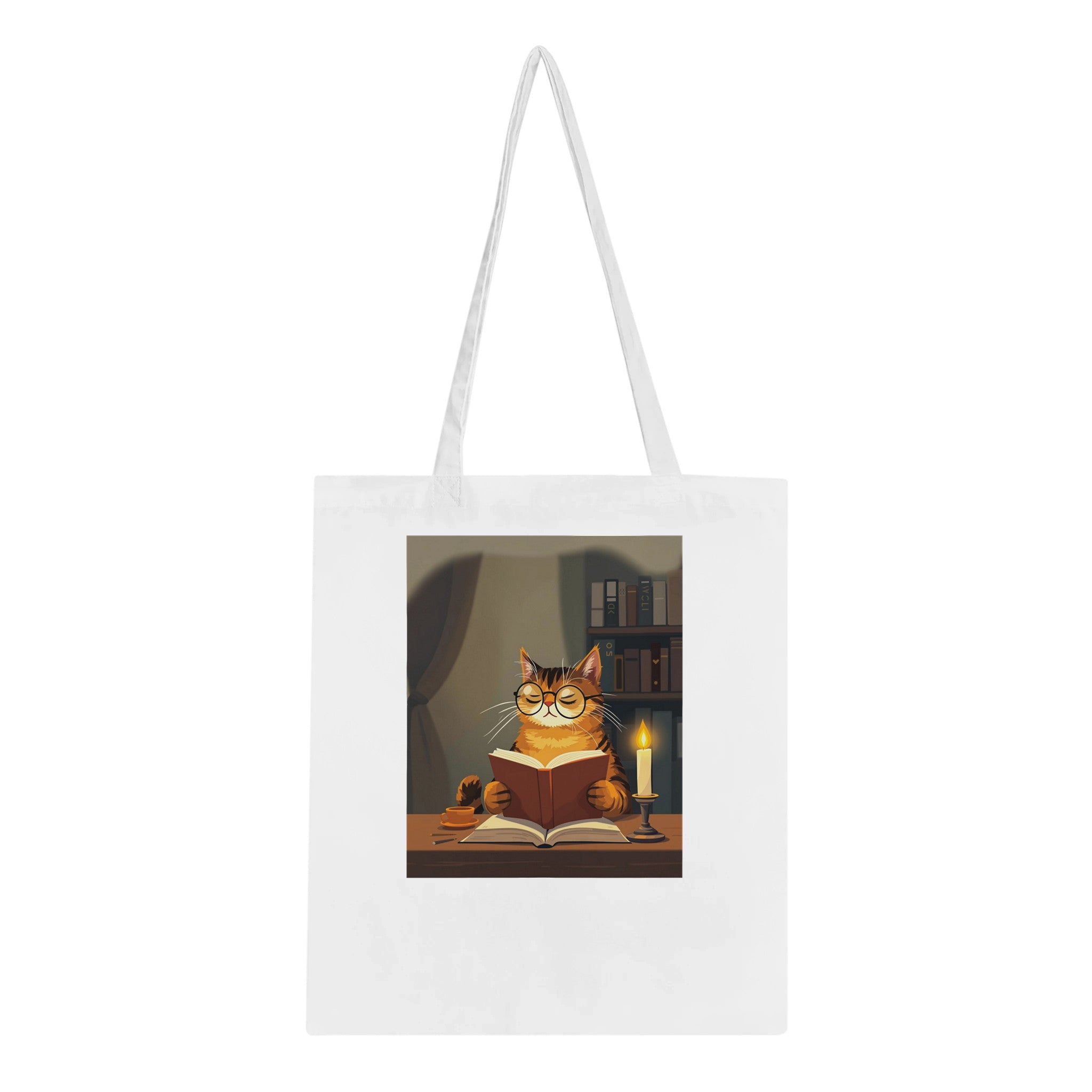 Cat Reading Book Cotton Shopper UK — Tote Bag | Wild Thread Co UK