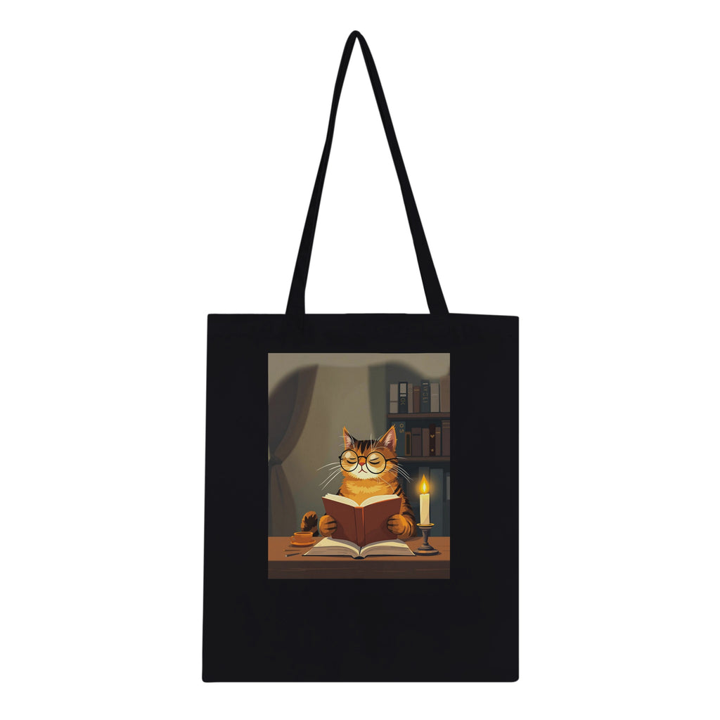 Cat Reading Book Cotton Shopper UK Tote Bag — detail view | Wild Thread Co