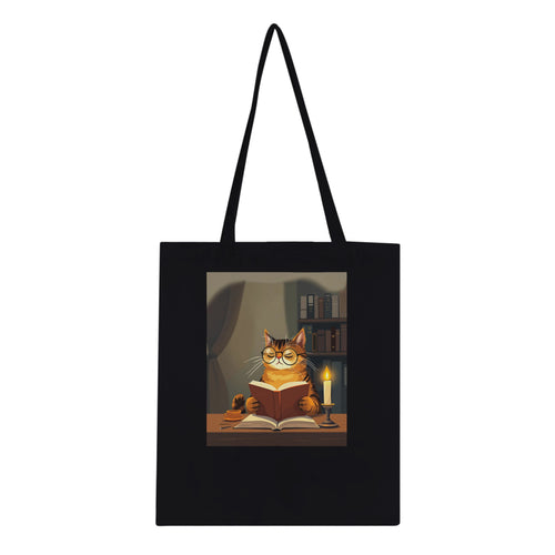 Cat Reading Book Cotton Shopper UK Tote Bag — detail view | Wild Thread Co