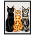 Three Cats In A Row Wall Art Ready to Hang UK Framed Print Han — Framed Art Print | Wild Thread Co UK