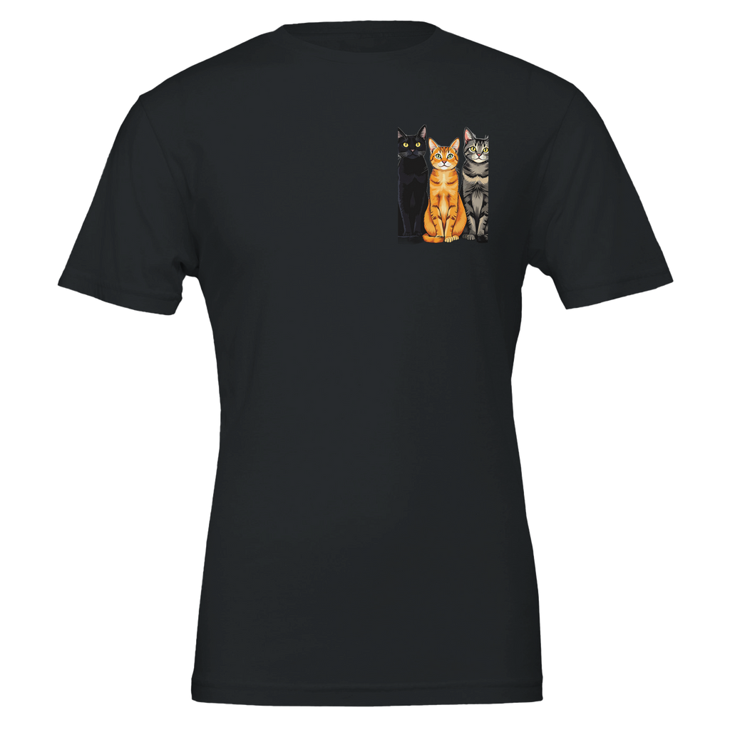 Three Cats In A Row T-Shirt Unisex Cotton Tee UK T-Shirt — detail view | Wild Thread Co