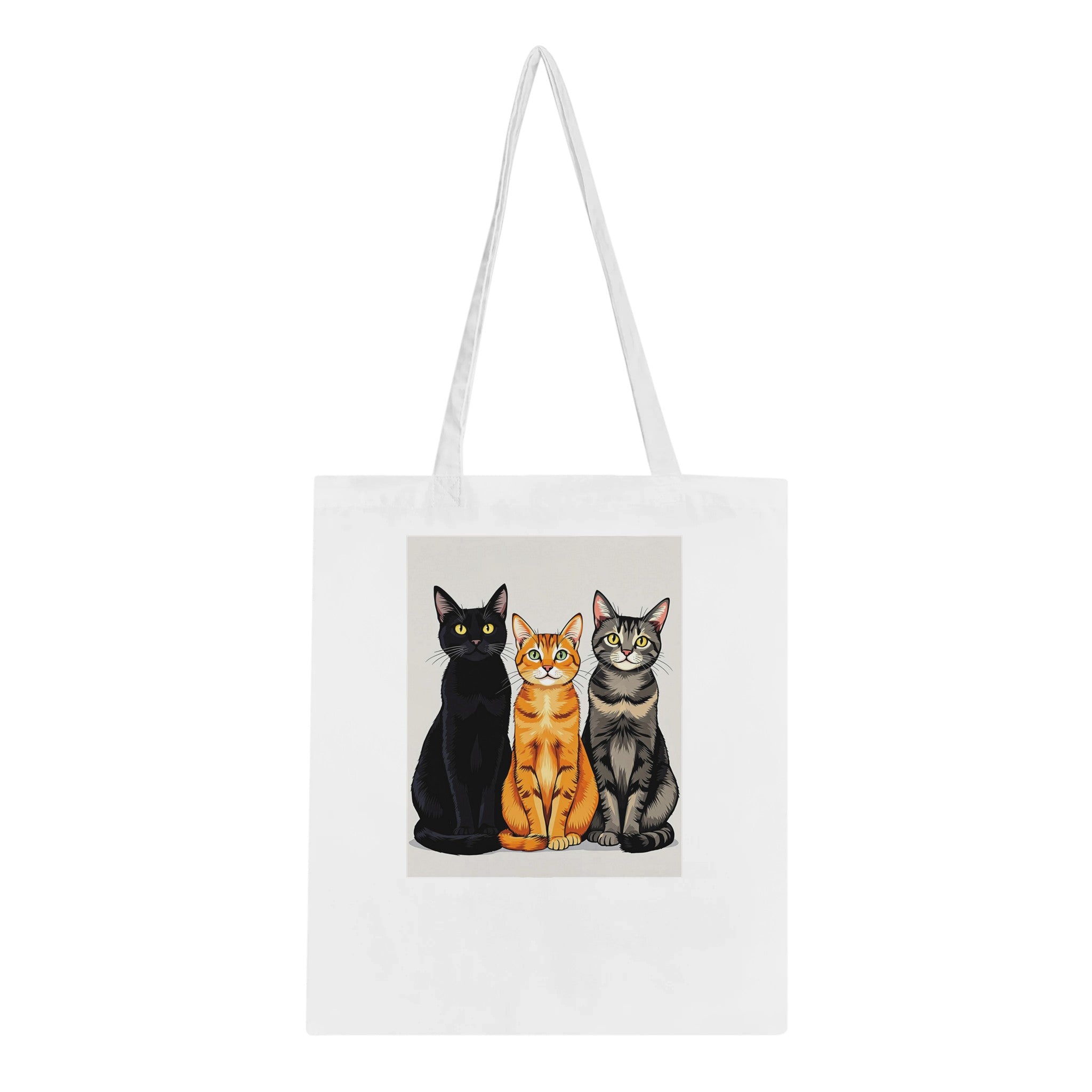 Three Cats In A Row Cotton Shopper UK Tote Bag — detail view | Wild Thread Co