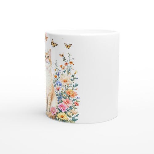 Cat In Flowers Coffee Tea Ceramic 11oz Mug — detail view | Wild Thread Co